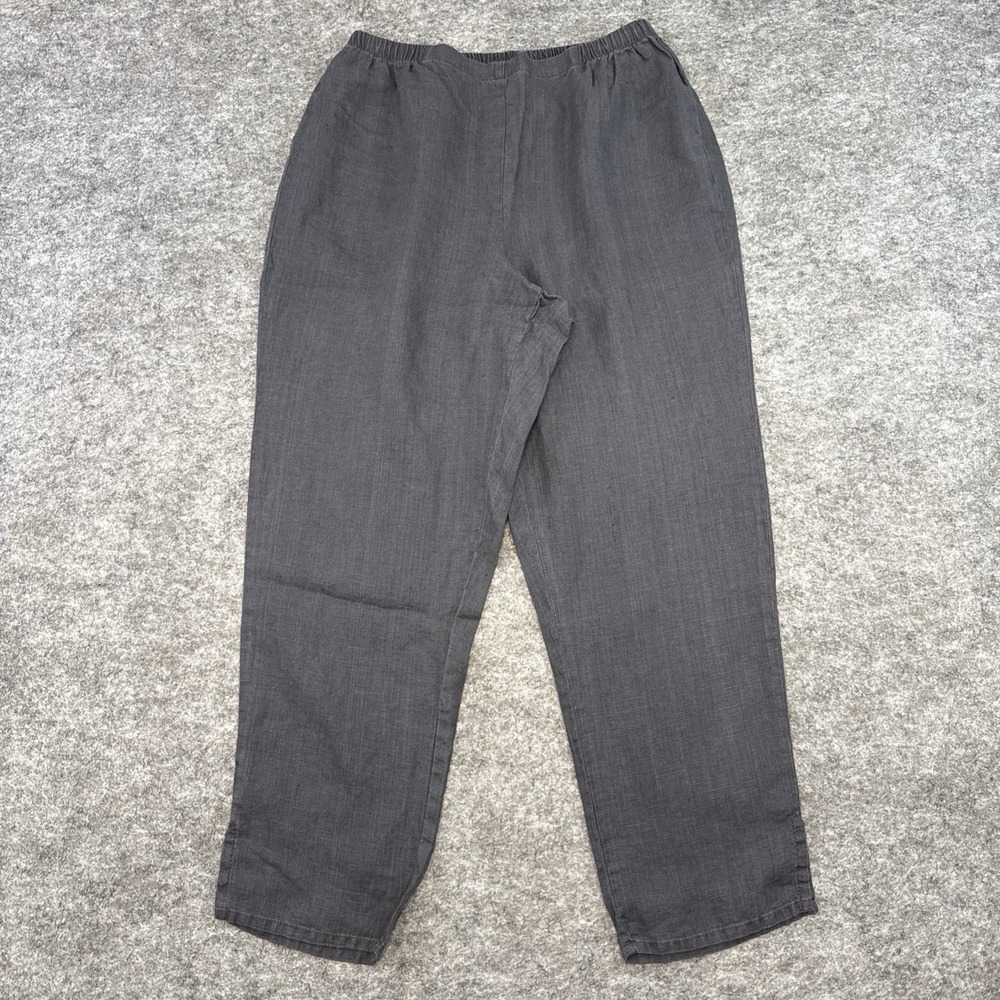 NEW Flax linen ankle pants womens S 6-10 gray pull on split hem boho cottagecore